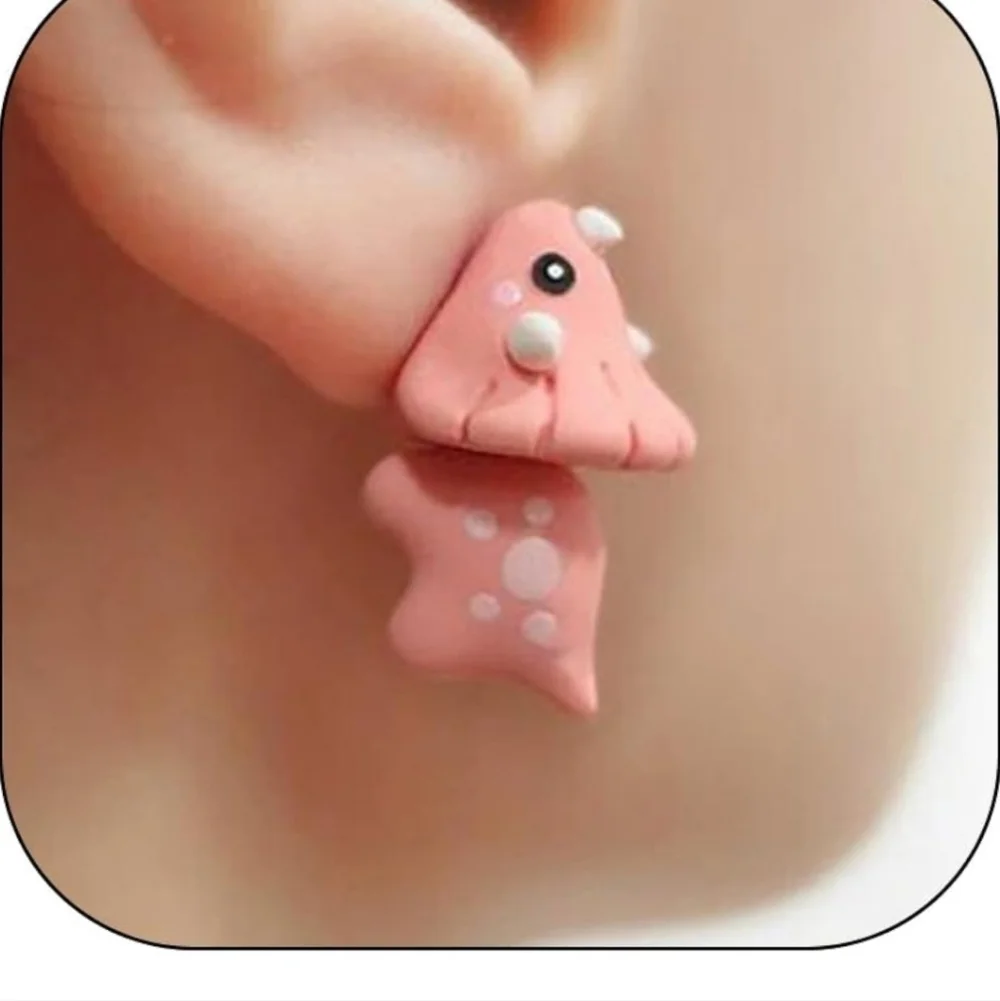 Cute Pink Dinosaur Earrings